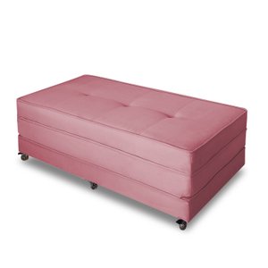 Puff Cama Dobrável Casal Due Decor Puff Cama Casal Suede Rosê