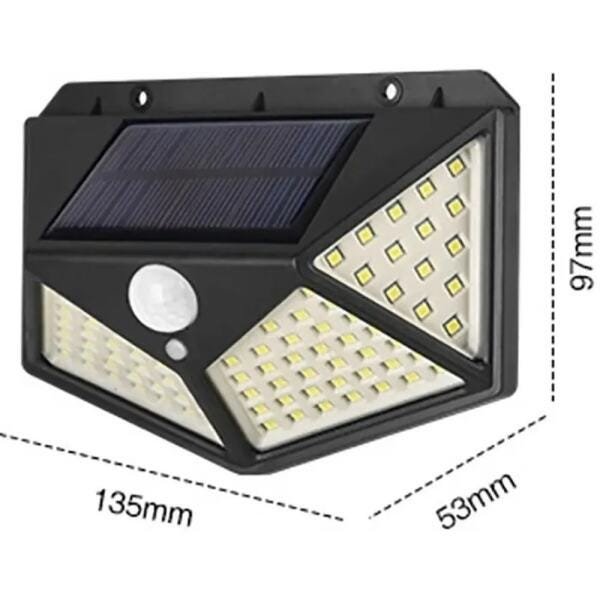 Luminária Energia 3 Unidades Solar Parede 100 LED Sensor Presença 3 Funções Lâmpada - 7