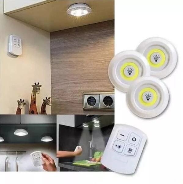 Kit 8 Lâmpadas Luminária LED Teto Controle Remoto sem Fio Spot 15W Cozinha Casa - 3