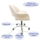 Ver imagem 3 de Poltrona Escritório Eduarda com Regulagem de Altura - Poltronas do Sul