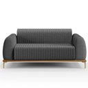 Ver imagem 3 de Kit Sofá 2 Lugares 150cm com Poltrona Molino Pés D'ouro D02 Linho Cinza Escuro C-416 - Lyam Decor