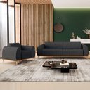 Ver mais imagens de Kit Sofá 2 Lugares 150cm com Poltrona Molino Pés D'ouro D02 Linho Cinza Escuro C-416 - Lyam Decor