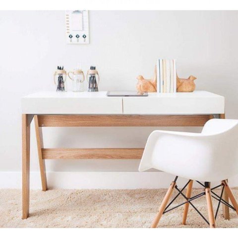 Escrivaninha Mesa Escritório 26105 Trend 2 Gavetas 125cm Hanover E Off White