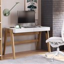 Ver imagem 7 de Escrivaninha Mesa Escritório 26105 Trend 2 Gavetas 125cm Hanover e Off White Bege