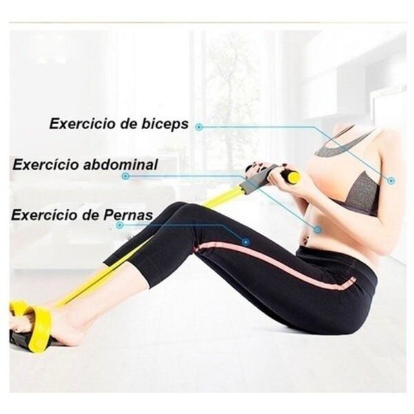 Elastico Extensor 4 tubos Academia Casa Tonificação Pilates Fit Puxe Corda Intensidade exercicio - 9