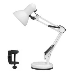 Luminária Pixar Mesa Articulada Escritório Regulavel Leitura Base Metal Articulavel Branca - 1