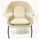 Ver imagem 2 de Poltrona Womb Chair com puff tecido linho bege - Poltronas do Sul