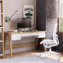 Ver imagem 1 de Escrivaninha Mesa Escritório 26106 Trend 3 Gavetas 150cm Hanover e Off White Bege
