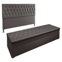 Ver imagem 1 de Kit Cabeceira e Calçadeira Baú Queen 1,60m Madrid Suede - Pallazio - Cinza
