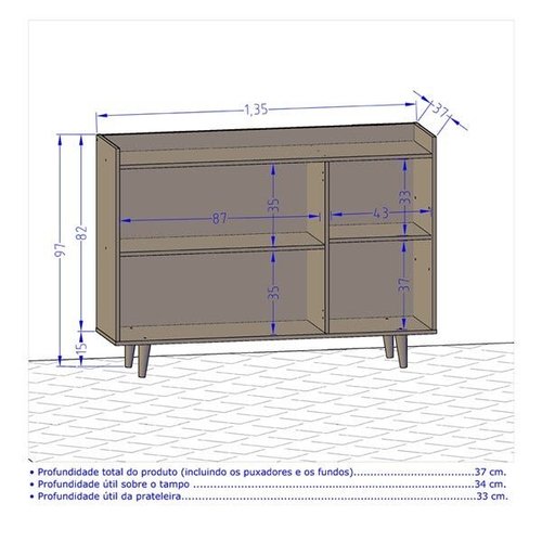 Conjunto Sala Painel Atlas TV 55 Pol. Buffet Quartzo - Loja DoceLar