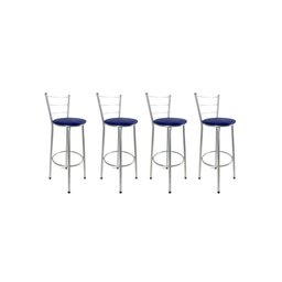 Kit 4 Banquetas Alta Prata Cozinha Gourmet Americana Balcão:azul - 1
