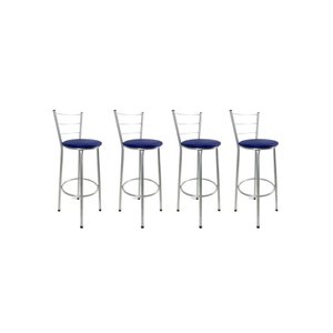 Kit 4 Banquetas Alta Prata Cozinha Gourmet Americana Balcão:azul