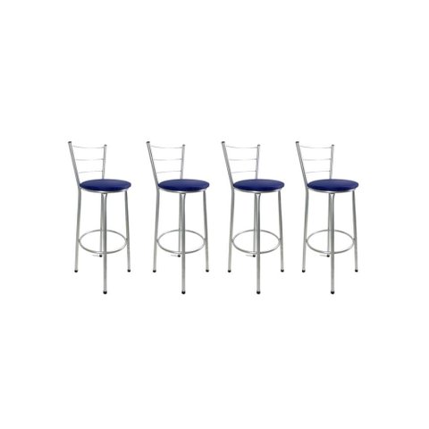 Kit 4 Banquetas Alta Prata Cozinha Gourmet Americana Balcão:azul