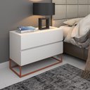 Ver imagem 2 de Conjunto 2 Mesa de Cabeceira Eros 60 Estilo Industrial Base Cobre:Branco