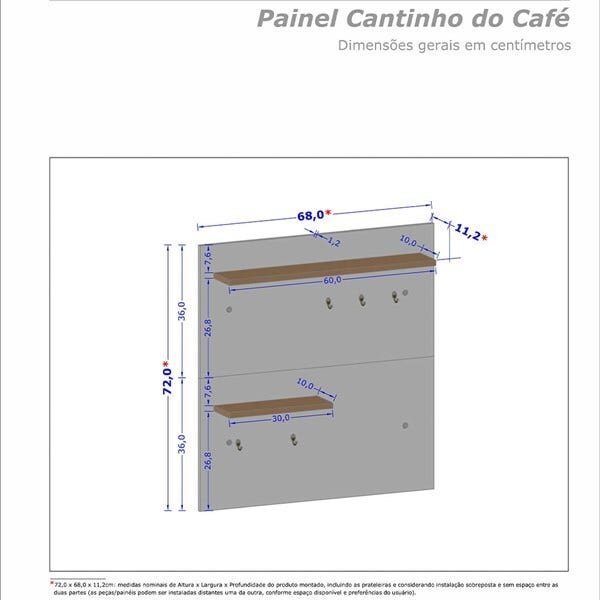 Painel para Aparador Preto 5 Ganchos Prateleiras Cantinho do Café Bechara 72x68x11 - 3