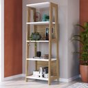 Ver imagem 1 de Estante de Livros MDF 65CMX180CM 5 Prateleiras Trend Bege