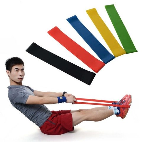 Kit 5 Faixas Elasticas Mini Band Academia em Casa Yoga Pilates Extensor Exercicios Fitness Crossfit