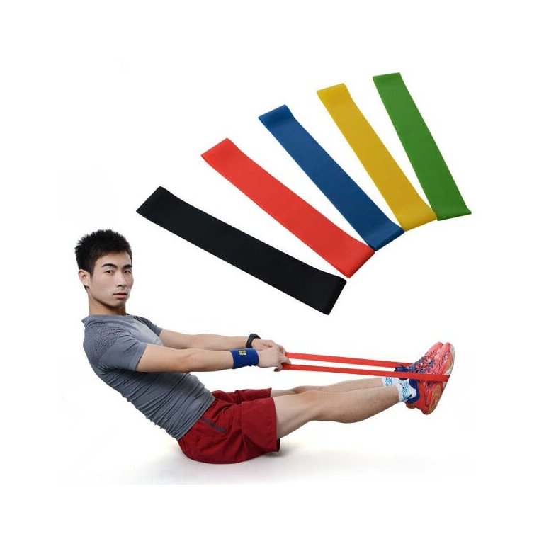 Kit 5 Faixas Elasticas Mini Band Academia em Casa Yoga Pilates Extensor Exercicios Fitness Crossfit