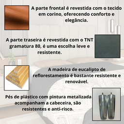 Cabeceira Casal Estofada 140cm Carla Corino com Frames:whisky - 5