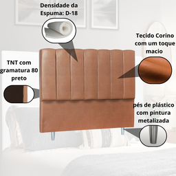 Cabeceira Casal Estofada 140cm Carla Corino com Frames:whisky - 4