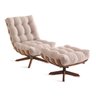 Poltrona Costela Tradicional com Puff Linho Nude Base Madeira - 1