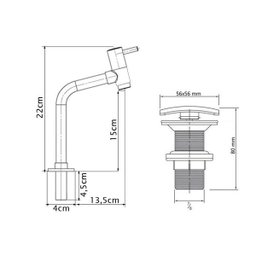 Cuba Quadrada Sobrepor Torneira AA05 e Valvula Click Metal - 4