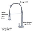 Ver imagem 4 de Torneira Gourmet de Cozinha de Parede Acqua Metais Cromada Prateado Cromado