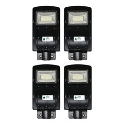 Luminária Solar Poste LED 50W Sensor Proximidade Controle Quintal Jardim Rua Kit 4 Unidades - 1