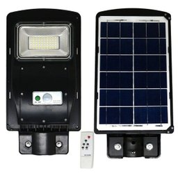 Luminária Solar Poste LED 50W Sensor Proximidade Controle Quintal Jardim Rua Kit 4 Unidades - 2