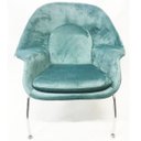 Ver imagem 2 de Poltrona Womb Chair com puff tecido veludo verde menta - Poltronas do Sul