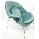 Ver imagem 3 de Poltrona Womb Chair com puff tecido veludo verde menta - Poltronas do Sul