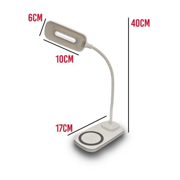 Luminária de Mesa LED Carregamento Sem Fio Induçao Celular Touch Articulavel 3 Cores - 3