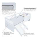 Ver imagem 3 de Cama Solteiro Mdf Branco com Escadinha/escorrega 03 Grades e Cabeceira Telinha Anatômica
