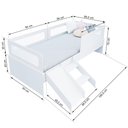 Ver imagem 4 de Cama Solteiro Mdf Branco com Escadinha/escorrega 03 Grades e Cabeceira Telinha Anatômica