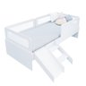 Cama Solteiro Mdf Branco com Escadinha/escorrega 03 Grades e Cabeceira Telinha Anatômica - 2