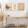 Trio de Quadros Bege MInimalista Frases Trigo - 2