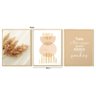Trio de Quadros Bege MInimalista Frases Trigo - 4