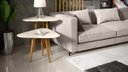 Ver imagem 1 de Jogo 2 Mesas Sala Lateral e Apoio 3 Pontas Estilo Retro Pés Palito cor Off White - Comprar Moveis em