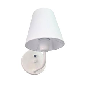 Arandela Clássica Branca Tecido Branco com Interruptor Uso Salas, Cabeceiras de Cama