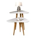 Ver imagem 2 de Kit Sala 2 Mesas Lateral e Apoio 3 Pontas Estilo Retro Pés Palito cor Branco - Comprar Moveis em Cas