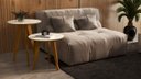 Ver imagem 1 de Kit 2 Mesas Lateral e Apoio 3 Pontas Sala Decor Pés Madeira cor Off White / Freijó - Comprar Móveis