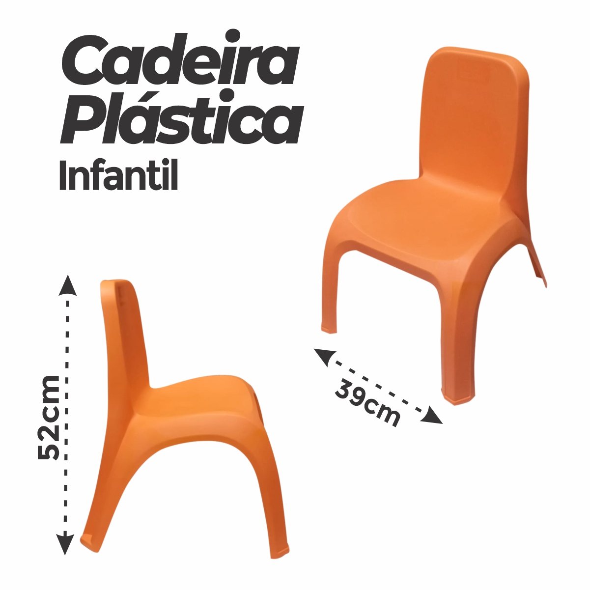 Kit 4 Cadeiras Plásticas Infantil Laranja - 2