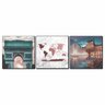 Quadros Mapa Mundi Paris G 3 Peças Borda Infinita - 2