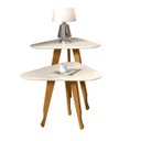 Ver imagem 2 de Kit 2 Mesas Lateral e Apoio 3 Pontas Sala Decor Pés Madeira cor Off White - Comprar Móveis em Casa