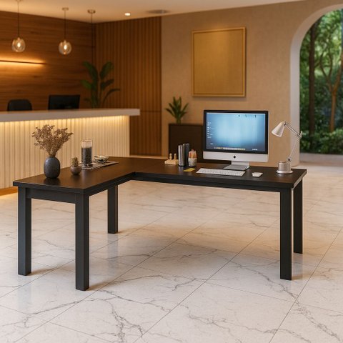 Mesa 150x150 em L Cozinha Jantar Grande Cor Preta Mel Clickforte Preto
