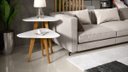 Ver imagem 1 de Kit 2 Mesas Lateral e Apoio 3 Pontas Sala Decor Pés Madeira cor Branco - Comprar Móveis em Casa