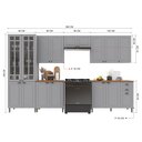 Ver imagem 3 de Cozinha Modulada 6 Peças 1 Cristaleira com Vidro 2 Balcão com Tampo 3 Aéreos 100% MDF Bari Cinza/Titânio