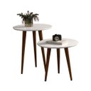 Ver imagem 2 de Kit 2 Mesas Lateral e Apoio Redonda Estilo Retrô Pés Palito cor Branco - Comprar Móveis em Casa