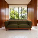 Ver imagem 1 de Sofá 3 Lugares 240cm Pés Madeira Premium Compose Bouclê Corino Sala Clinica Recepçao Luxo