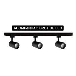 Trilho Eletrificado Kit 3 Spot de LED Iluminação 1M Decoração Casa Luz - 4 Trilho Eletrificado Kit 3 Spot de LED Iluminação 1M Decoração Casa Luz - 4